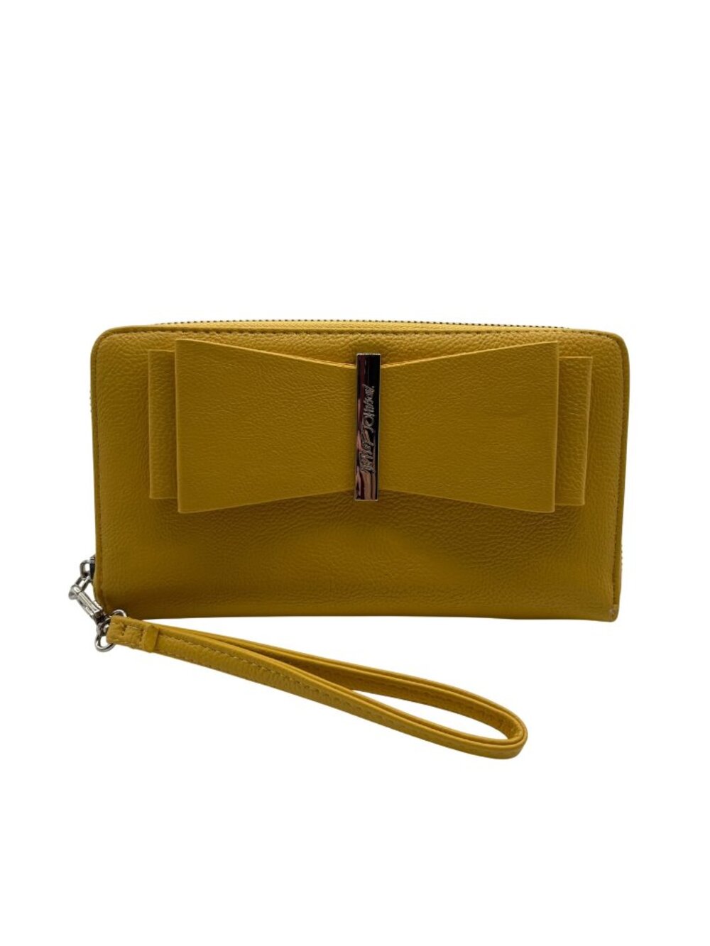 Betsey Johnson Yellow Pebbled Faux Leather Wallet Wristlet